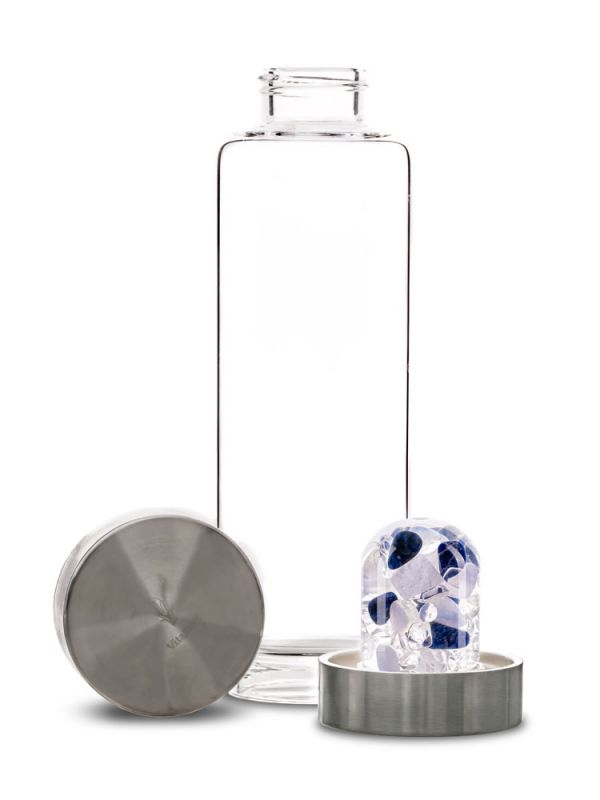 Trinkflasche Glasflasche mit Kristall 500ml Neoprenhülle spülmaschinenfest 